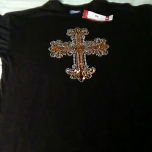 Size M rhinstones cross unisex tshirt